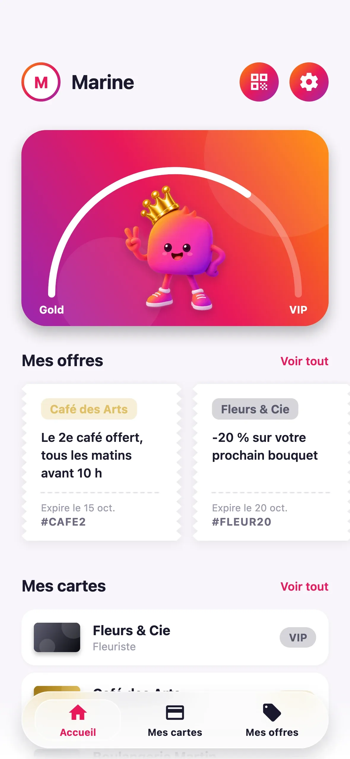 Le verso de la carte Fidelly : Elly et la jauge de progression